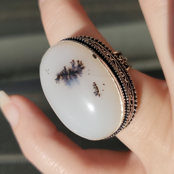 New Dendritic Opal 925 Silver Ring. - Picture 8 of 12
